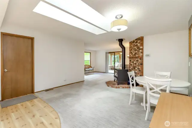 View of great room and dining area from the kitchen.