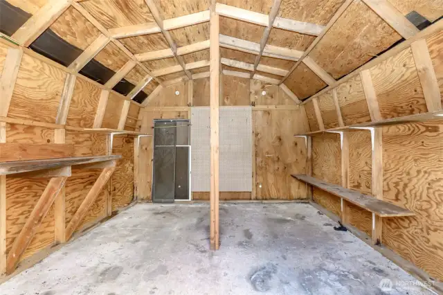Inside of the storage shed.