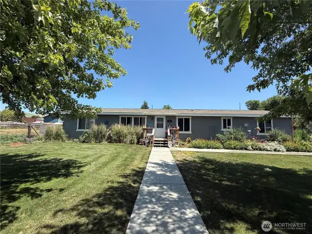 Front of the home with sidewalk