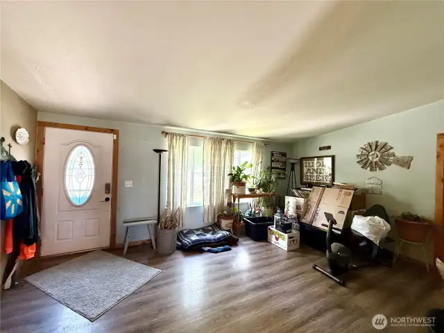Front door and living room