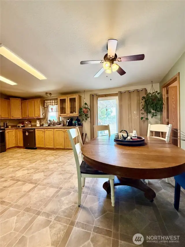 Kitchen with eating area and slider to the back deck