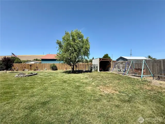 Large fenced backyard