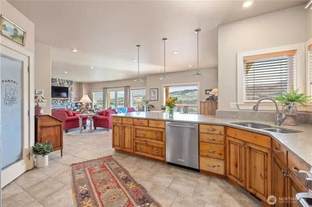 Kitchen with plenty of Knotty Alder Cabinets
