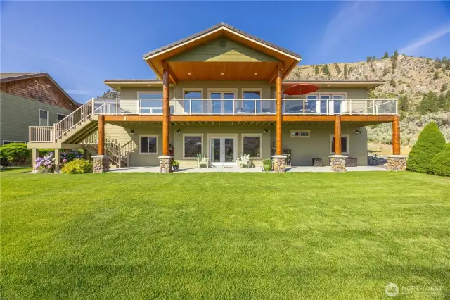 Notice the Log Pillars & Wood Soffits