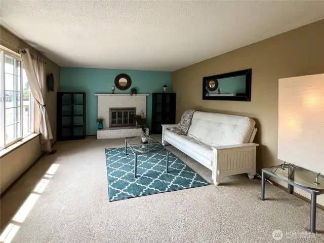Large Great Room with wood burning fireplace