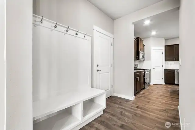 Built in for convenient drop zone and getting shoes on. Photos are for representational purposes only. Some colors and finishes may differ.