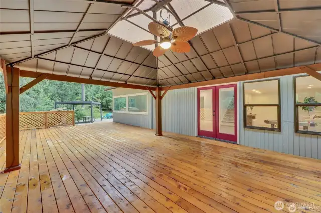 Enjoy year-round outdoor living with a covered patio.