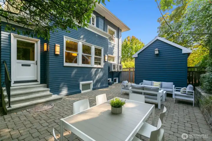 A spacious, private backyard offers room to relax or entertain.