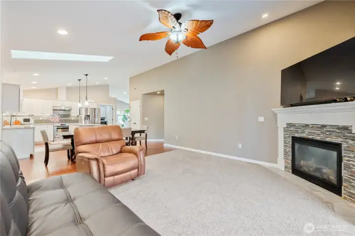 living room with propane fireplace