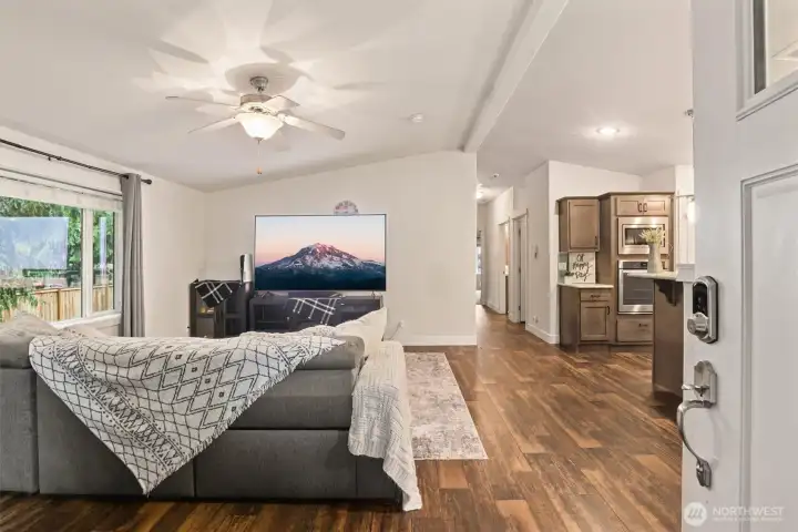 Welcoming entry opens into a bright, open living space with seamless flow.