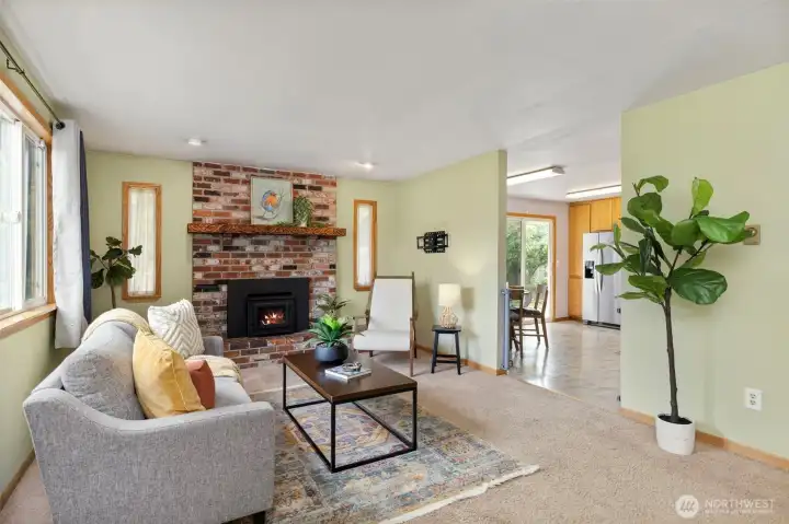 Living Room with wood fireplace insert Living Room with wood fireplace insert