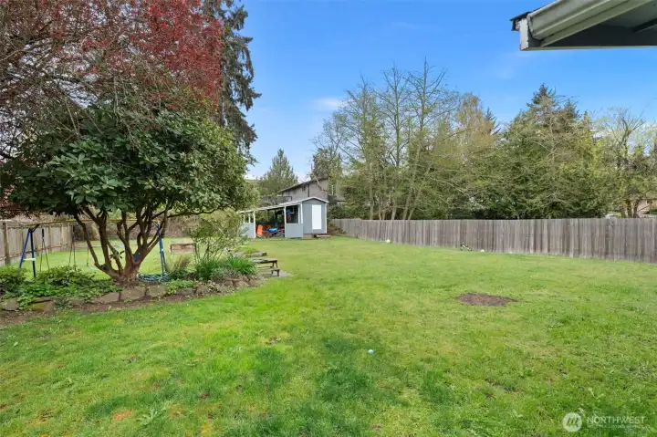 Fully fenced and usable yard.