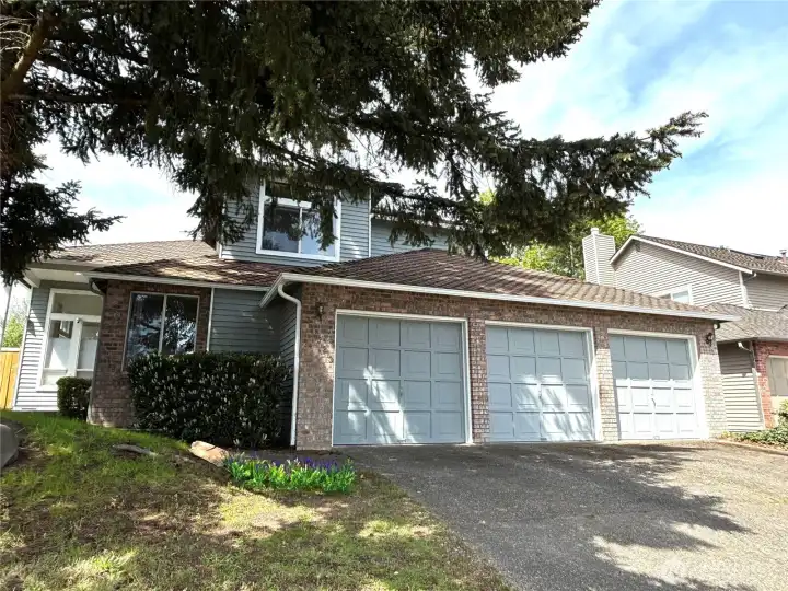 3 car garage and long driveway
