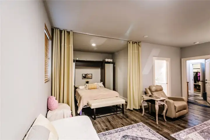 Murphy bed in the apartment allows for extra space if you need more floor room.