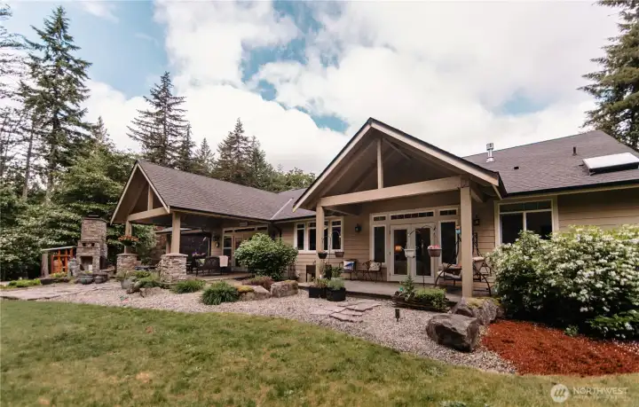 Two outdoor covered patios are the perfect place to relax and take in the peaceful surroundings.