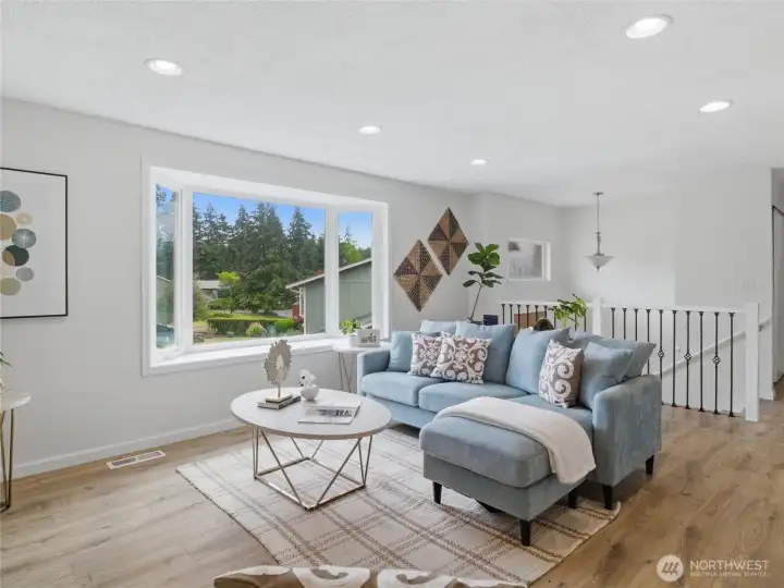 Updated railing brings fresh and modern feel.