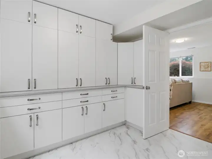 Tons of storage in utility room.