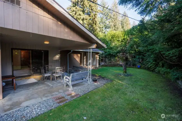 Covered back patio and yard