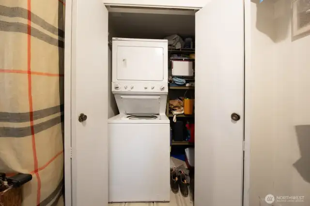 In-Unit Washer and Dryer Closet with storage