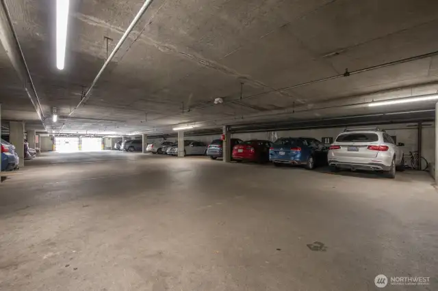 Walk through the garage and out to your covered parking spot