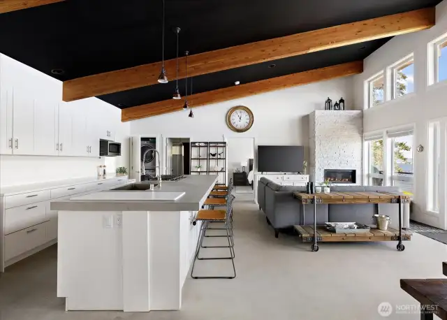 Featuring GE stainless steel appliances.