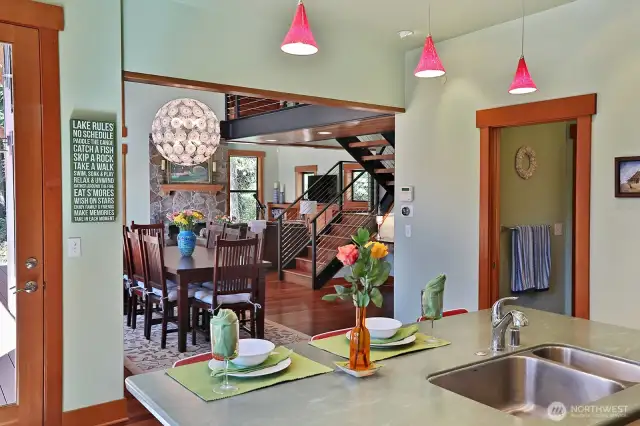 Door in kitchen leads out to the deck.