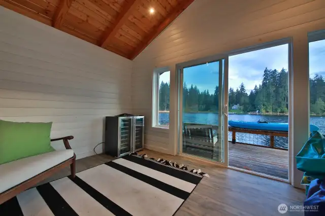 View from inside the boathouse.