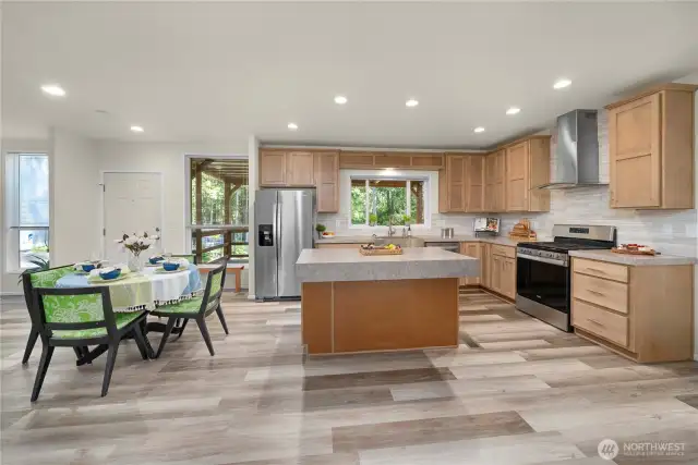 Open kitchen/dining space.