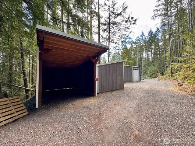 1 car carport next to a 12 X 12 locked shed.