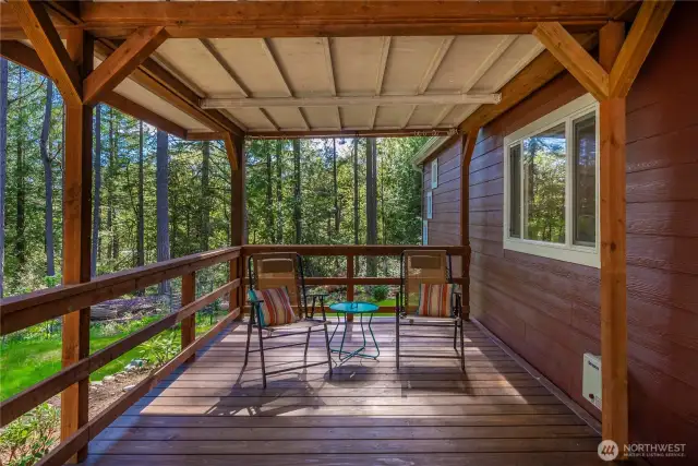 Spacious deck with cover.