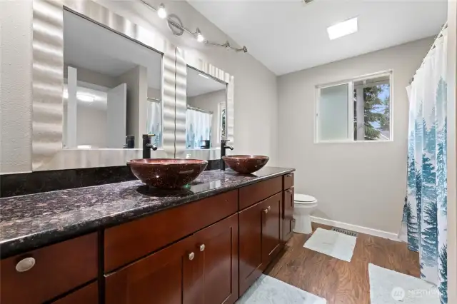 Main Bathroom with updated vanity and fixtures