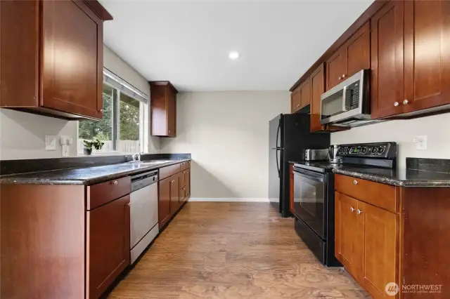 Updated Kitchen with Cherry Cabinets, Stainless Appliances, Granite Counters