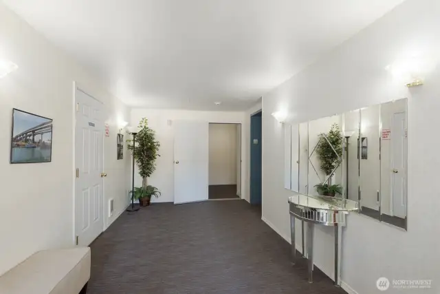 Main level secure entry lobby