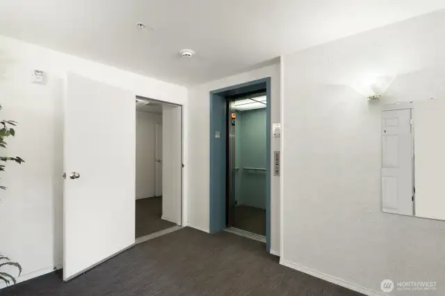 Main secure entry to elevator