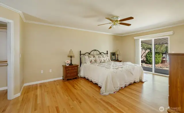 Expansive primary, private slider to garden
