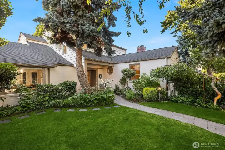 From this view, you can see the tasteful second story addition on this home.