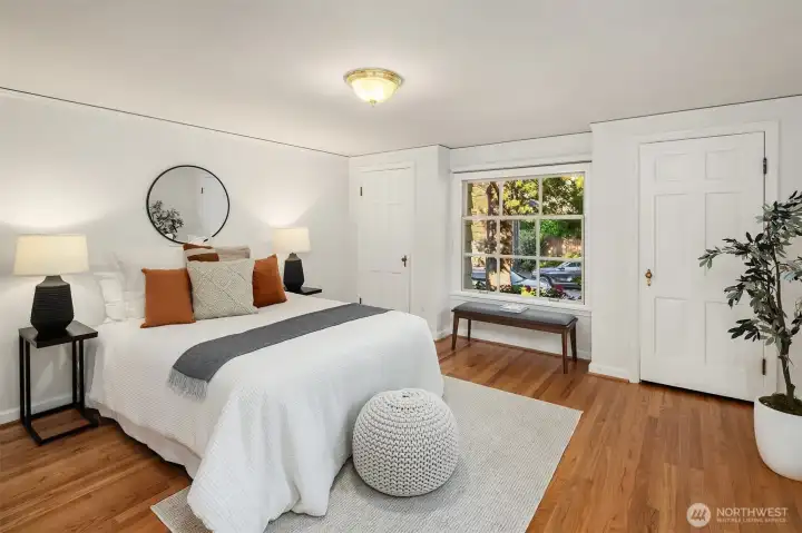 The second bedroom on the main floor was the original primary bedroom with 2 closets.