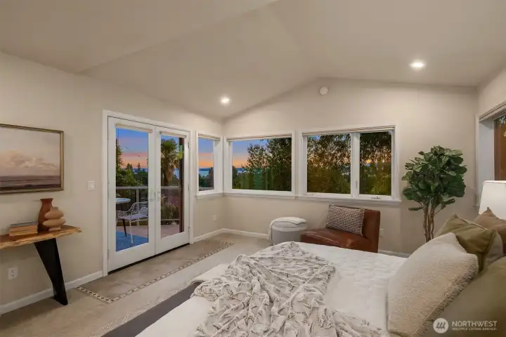 The new primary suite on the second floor has gorgeous westerly views.