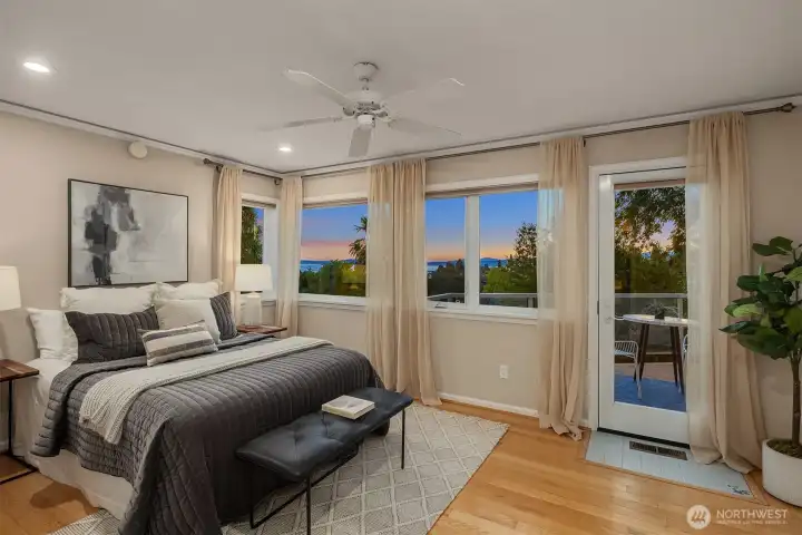 The second bedroom on the upper level also has its own full bath and a door to the view deck.