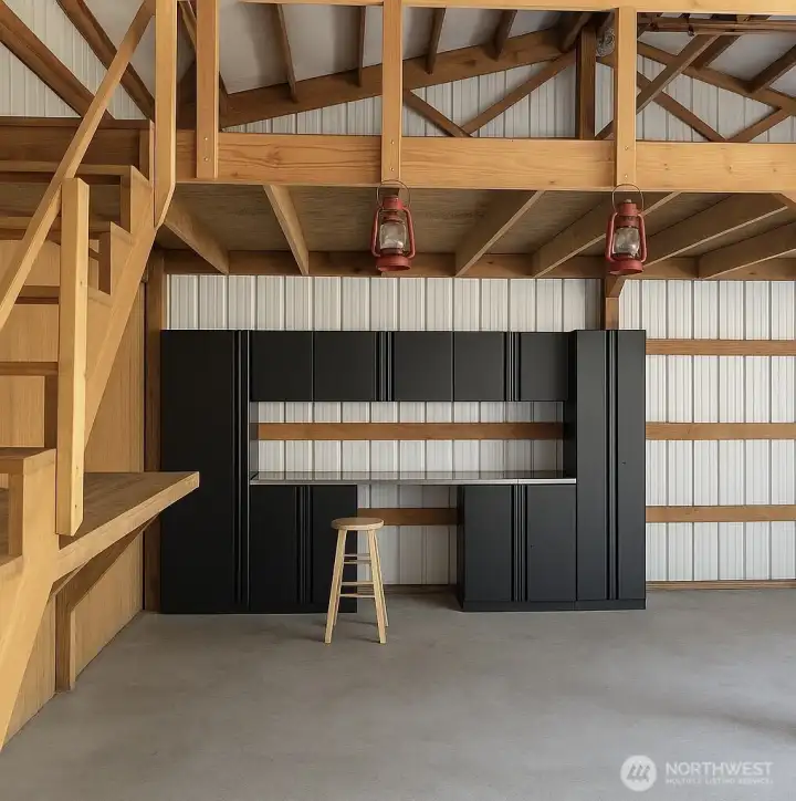 Shop Loft and Shelving (All shelving conveys with purchase)