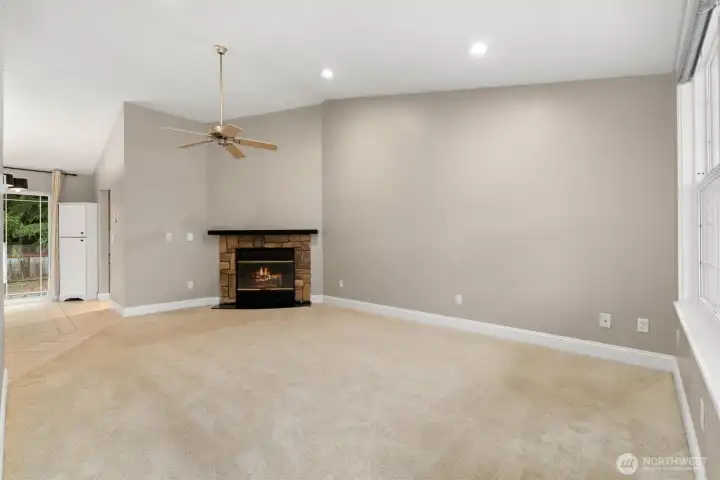 Spacious living room with tons of natural light.