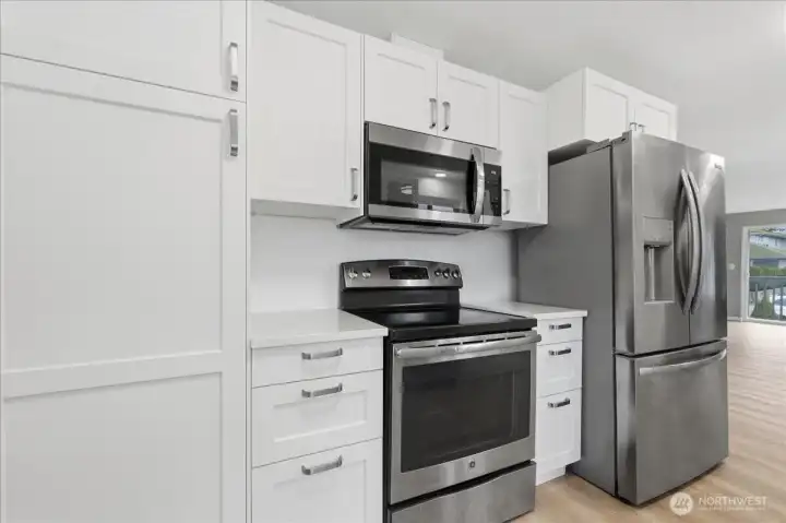 Kitchen with new microwave