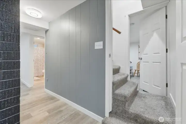 Stairs leading to the main level, Storage room on the lower level