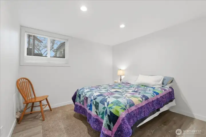 Lower level bedroom (queen sized bed) with ample room and lots of natural light