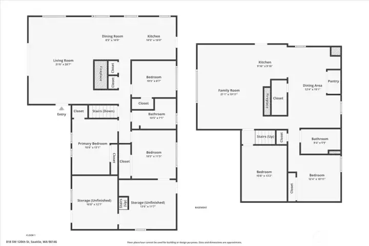 Floor plan of both levels