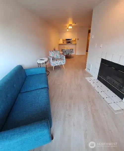 Living area and gas fireplacd