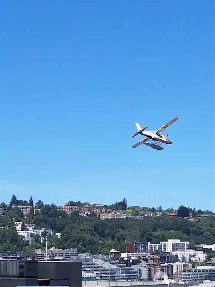 Seaplane and Queen Anne view from Rooftop Deck