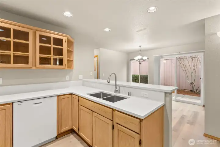Great counter space for food prep and entertaining.