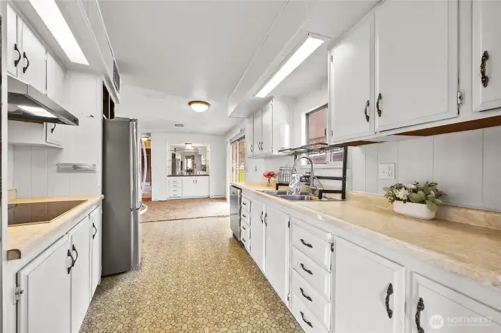 Galley style Kitchen  where you can whip up something special for your guests!