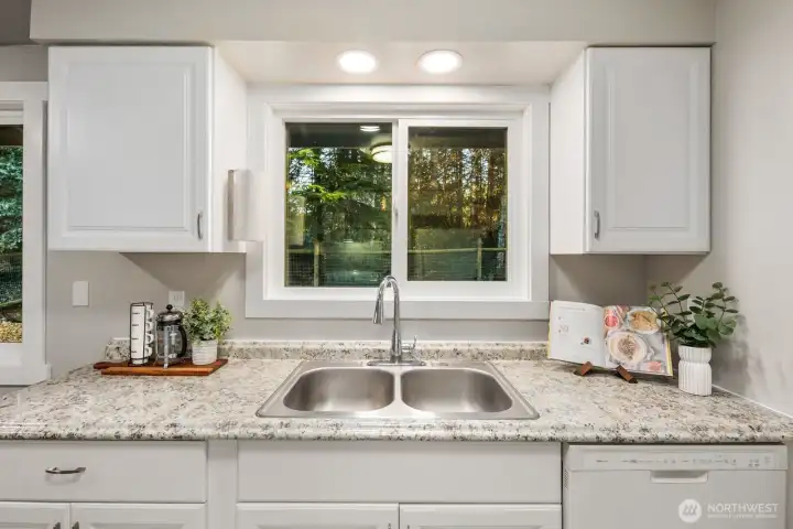 Incredible forest views from this kitchen window.